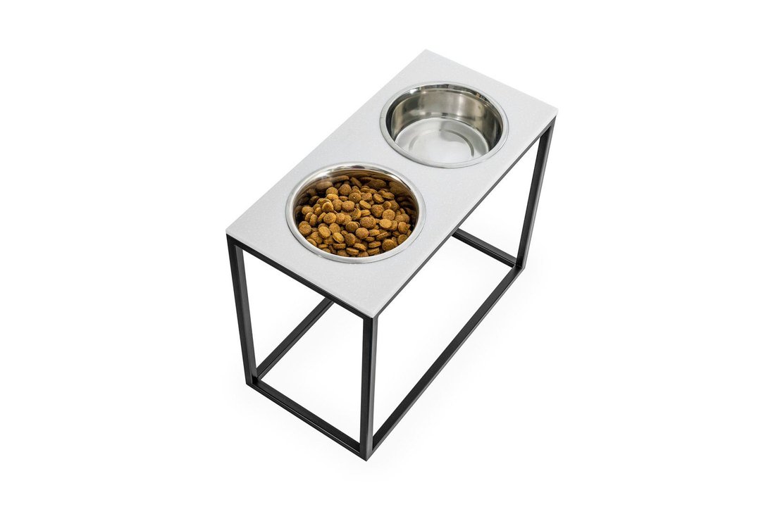 Large dog bowls Faux stone top stand XL Size 1,8l Height 40 cm - 碗/碗架 - 其他材质 咖啡色