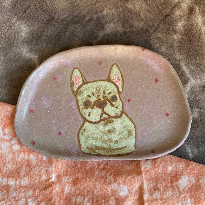 法斗盘。陶盘。浅盘 - 盘子/餐盘/盘架 - 陶 粉红色