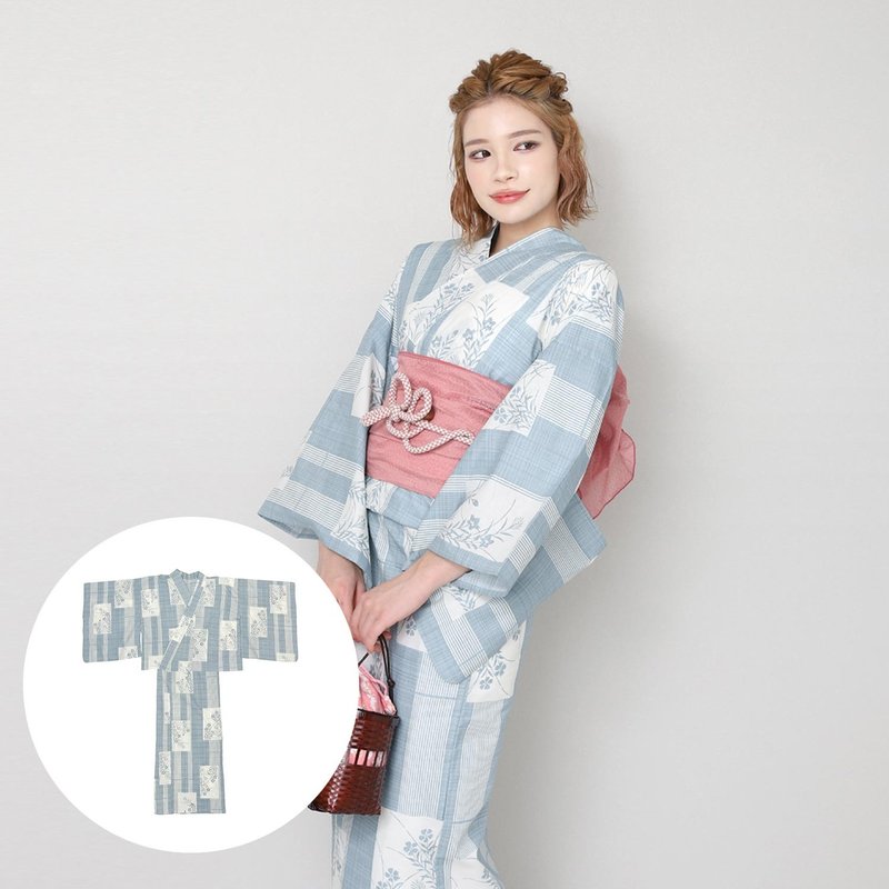 日本 和服 女性 两件式 浴衣 腰封 套组 F size x23h-10 - 其他 - 棉．麻 红色