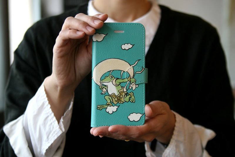 Smartphone cover / notebook type Fujin Raijinzu Emerald - 手机壳/手机套 - 聚酯纤维 绿色