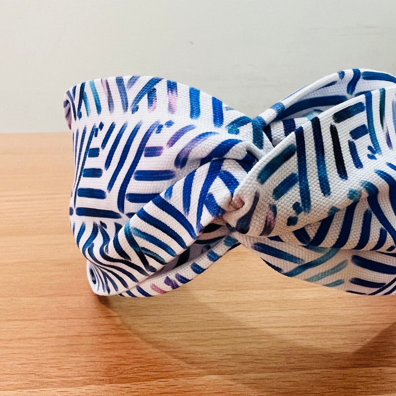 MOYA手工发箍 大胜系列 霓虹灯 蓝 - 发带/发箍 - 棉．麻 蓝色