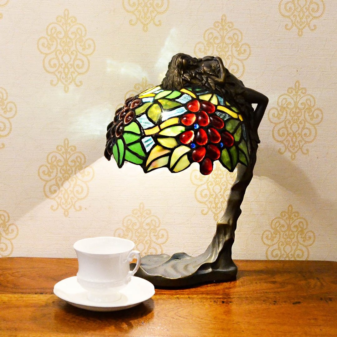 8寸花仙子树脂桌灯|Tiffany蒂芬妮手工彩绘玻璃桌灯 - 灯具/灯饰 - 玻璃 多色