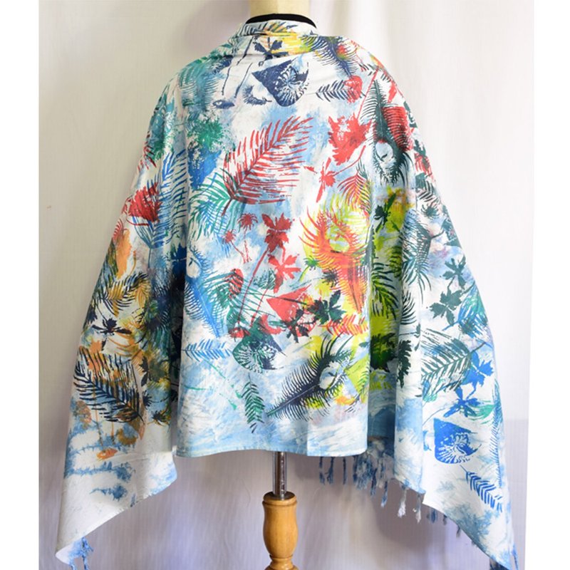 Summer Indigo Shawl (44inch x 72 inch) - HOMRAK - 丝巾 - 棉．麻 蓝色