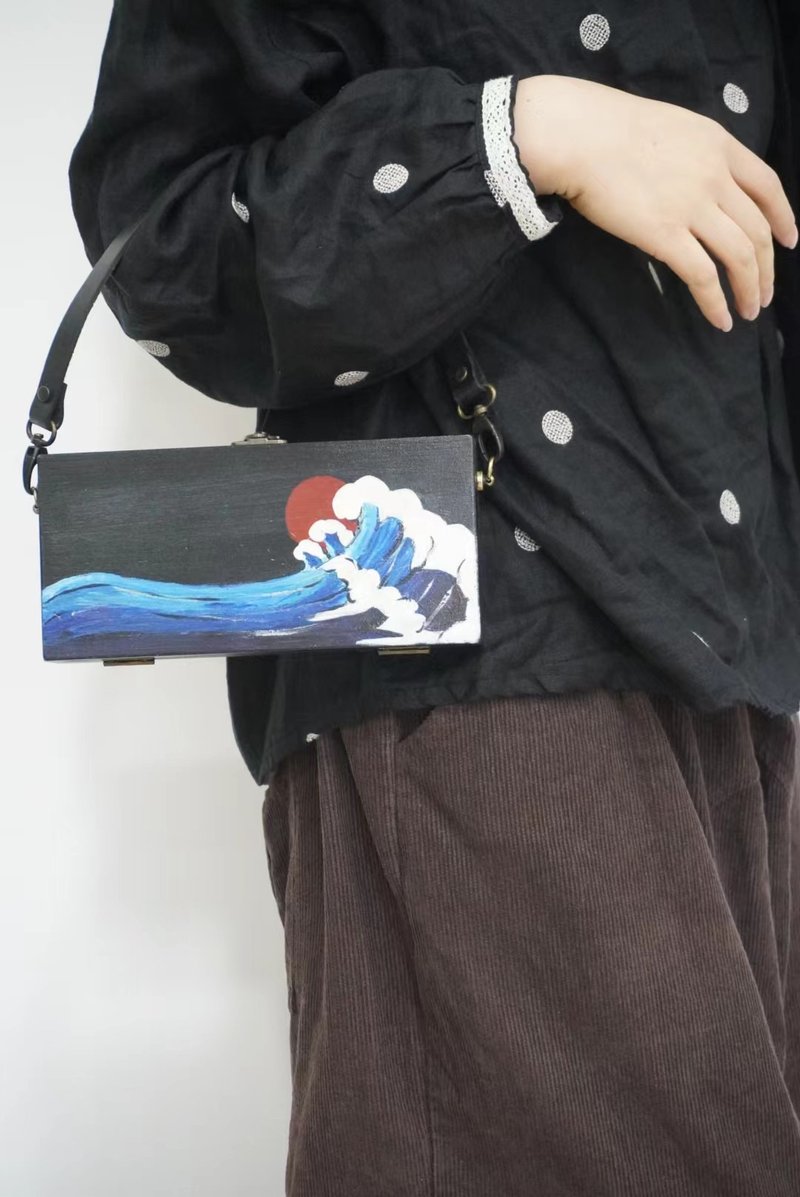 换季特卖 元森手作 海浪纯手工手绘 手提包 木包 - 手提包/手提袋 - 木头 