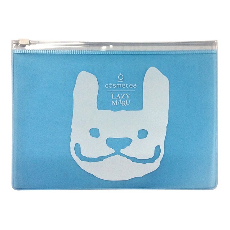 LM000112-LAZYMARU x Cosmetea夹链袋(水蓝) - 化妆包/杂物包 - 防水材质 蓝色