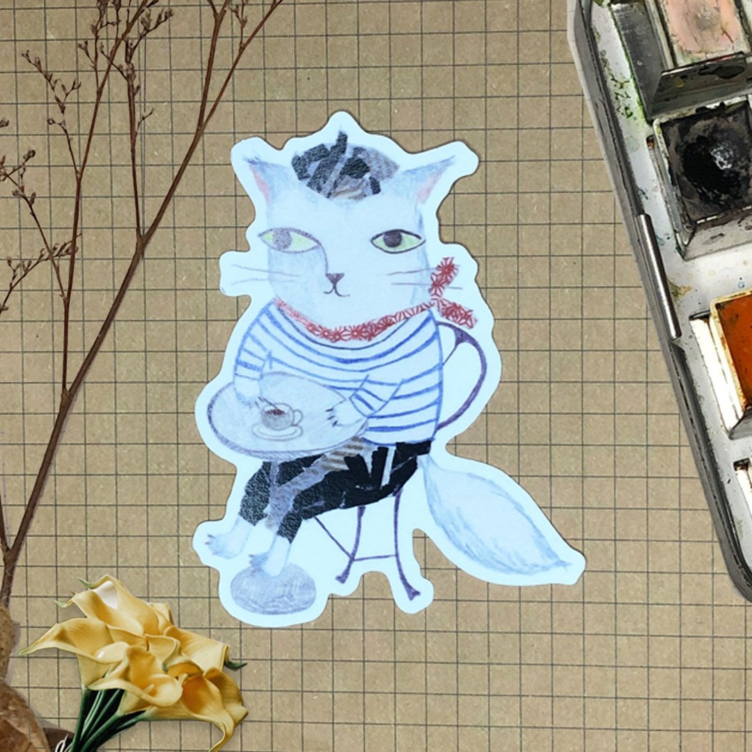 和纸贴纸/手帐贴纸 |喵肖像系列 - 贴纸 - 纸 