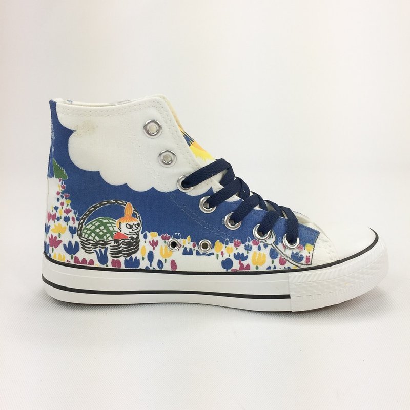 Moomin噜噜米授权-帆布鞋 (白鞋藏青带)-AE05 - 男款休闲鞋 - 棉．麻 蓝色