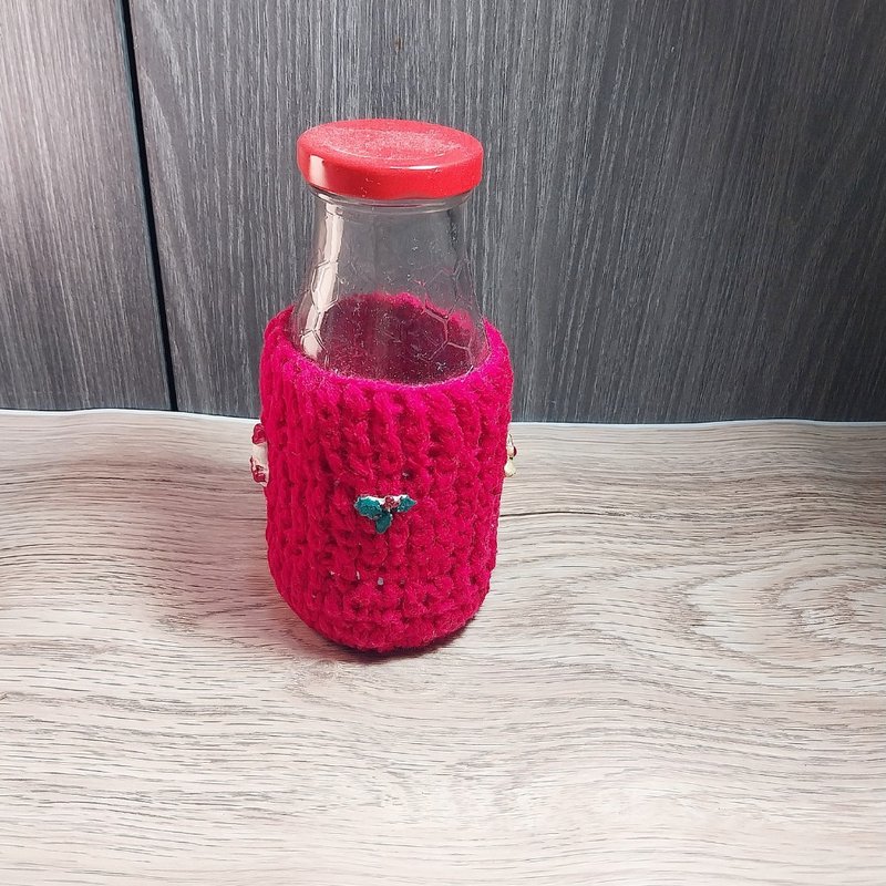 cover bottle red yarn crochet handmade Christmas theme - 其他 - 其他材质 红色
