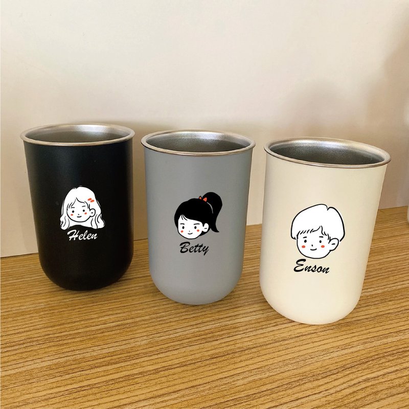 【艾米薇儿 定制化人名】日式插画风情侣家人不锈钢杯 350ml - 其他杯子 - 不锈钢 