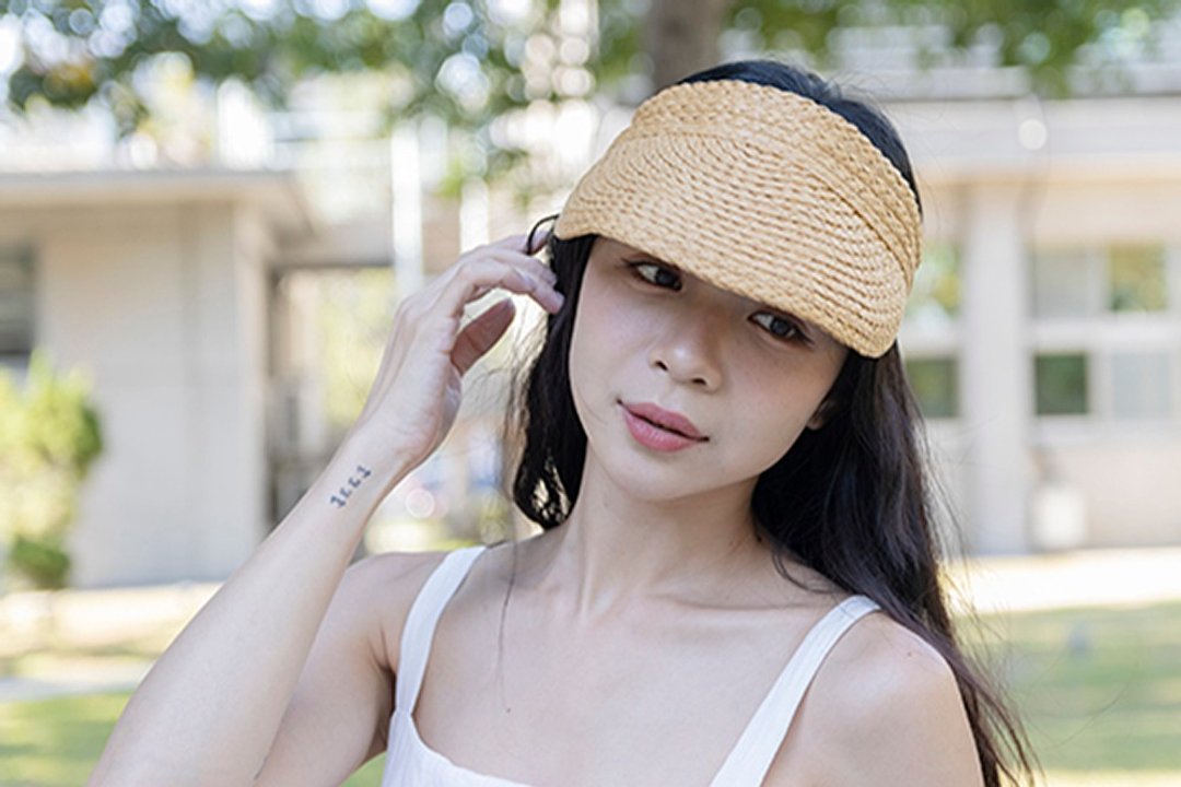 Unni森林精灵草帽-编织帽 帽子 登山帽 草帽 防晒 straw hat 透气 - 帽子 - 聚酯纤维 粉红色