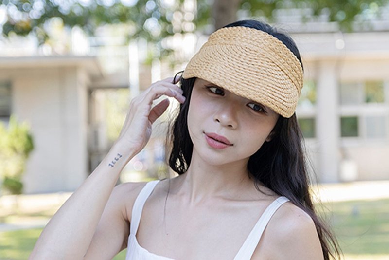 Unni森林精灵草帽-编织帽 帽子 登山帽 草帽 防晒 straw hat 透气 - 帽子 - 聚酯纤维 粉红色