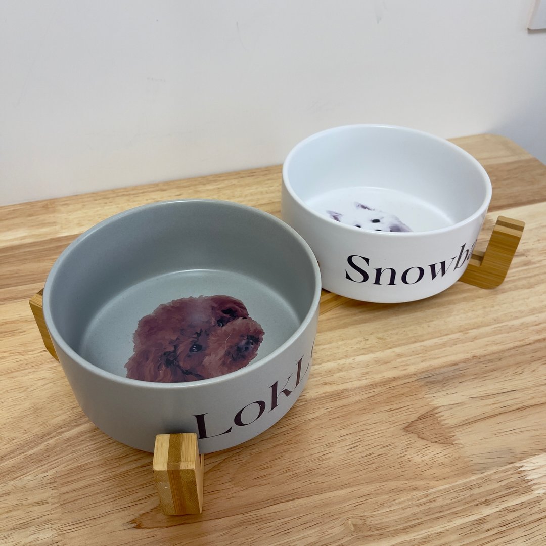 【定制化产品】定制化/来图订制 - 宠物圆形碗(连碗架) - 碗/碗架 - 陶 