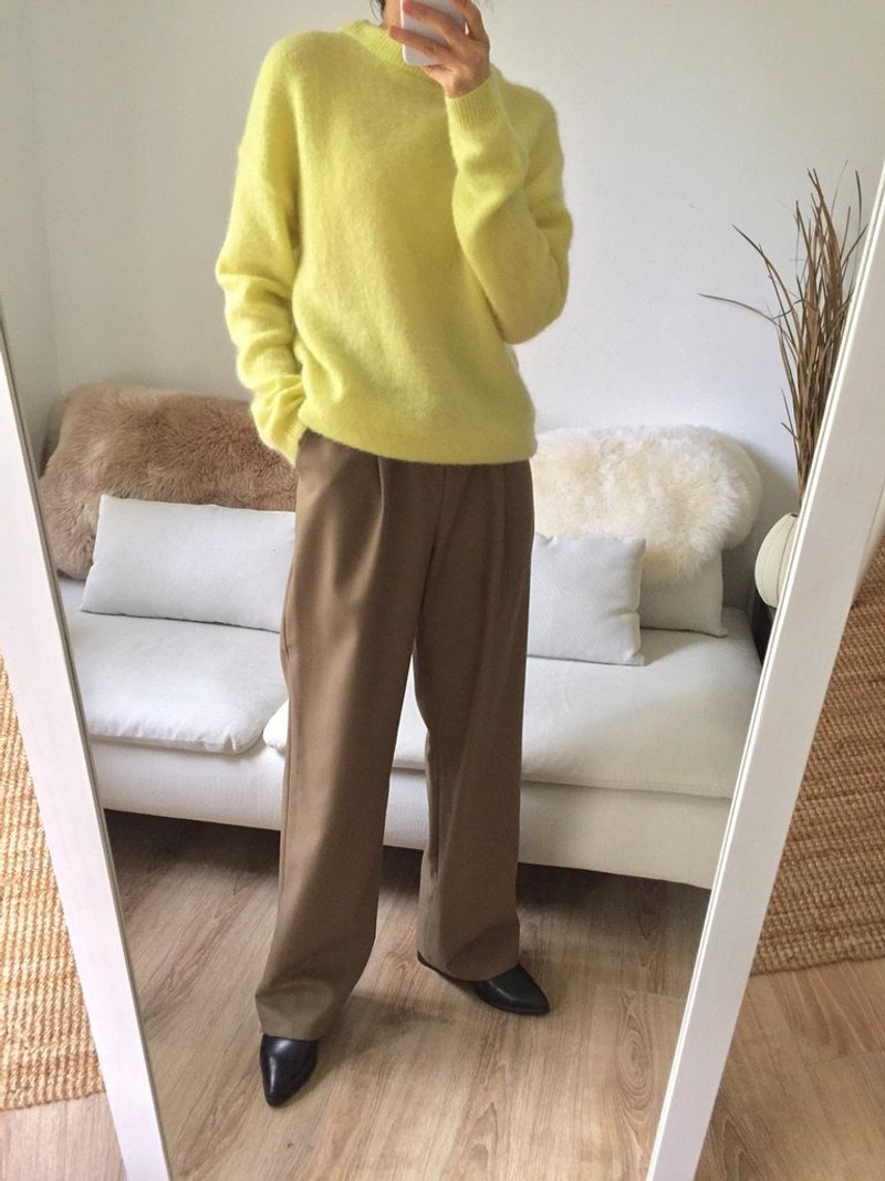 (19sale)Andi Sweater  圆领莱姆黄混马海毛宽松毛衣 出清品 - 女装针织衫/毛衣 - 羊毛 黄色