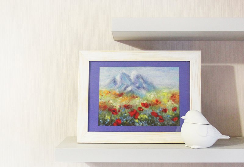 山画、山水画毛线、毛毡画 - 墙贴/壁贴 - 羊毛 蓝色