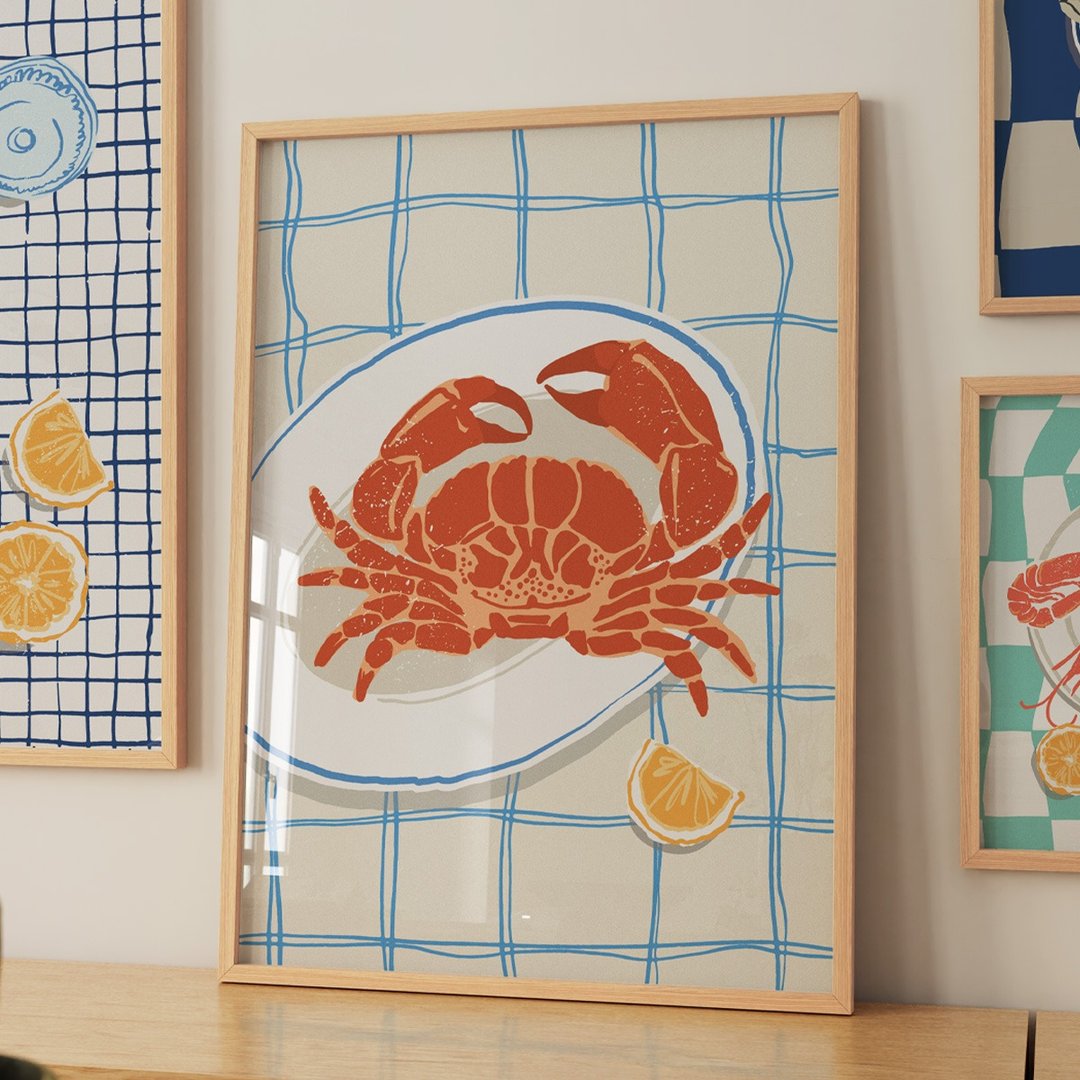 Seafood Party No.4 - 螃蟹挂画海报 居家布置 餐厅挂画 - 电子手绘真人画像/绘画/插画 - 其他材质 