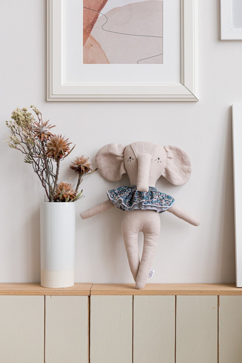 Soft elephant baby toy, Stuffed elephant for baby, Baby stuffed elephant - 玩具/玩偶 - 环保材料 灰色