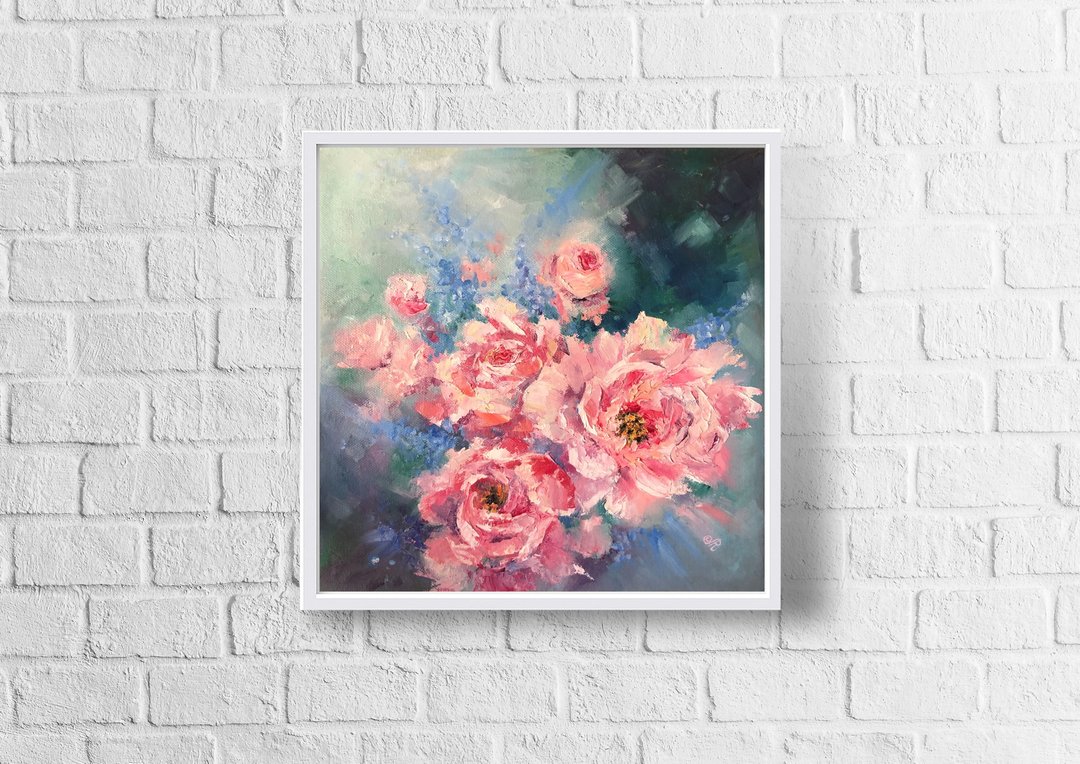 花卉油画原创花卉画 - 海报/装饰画/版画 - 其他材质 粉红色