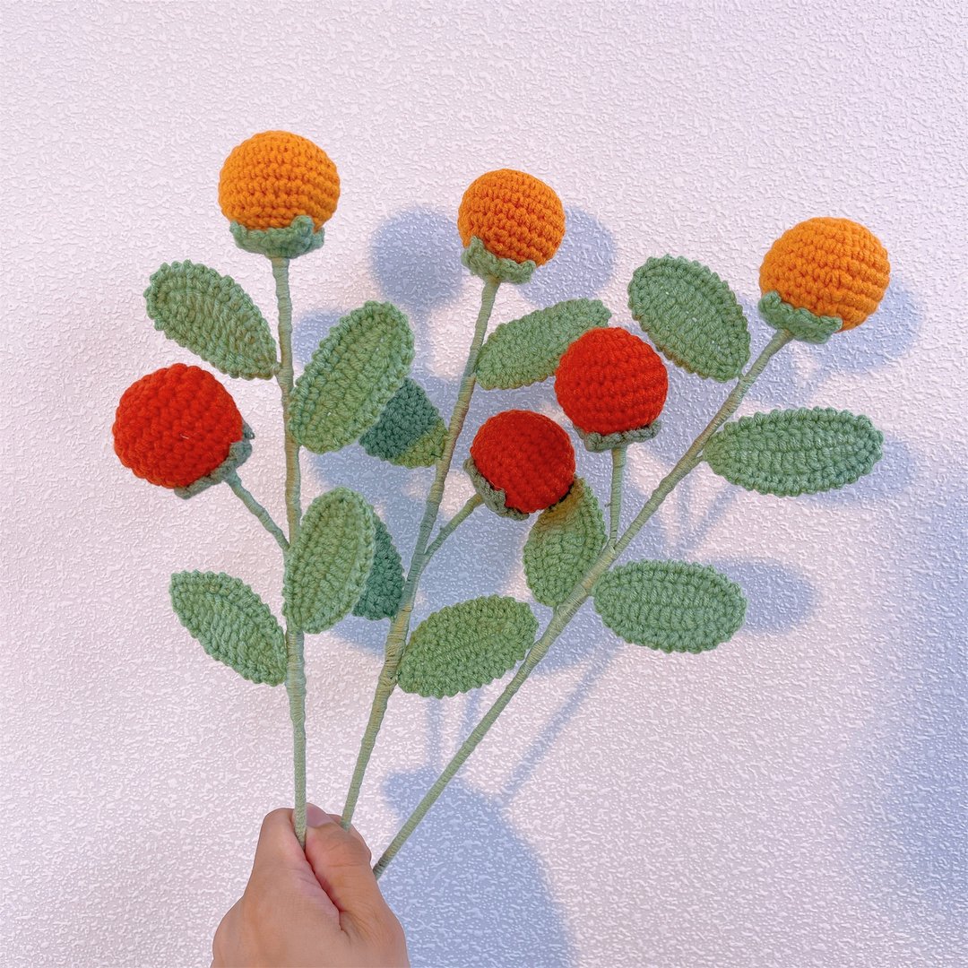 手作钩织柑橘甜心活力橘子果实插牌摆饰 - 干燥花/捧花 - 棉 