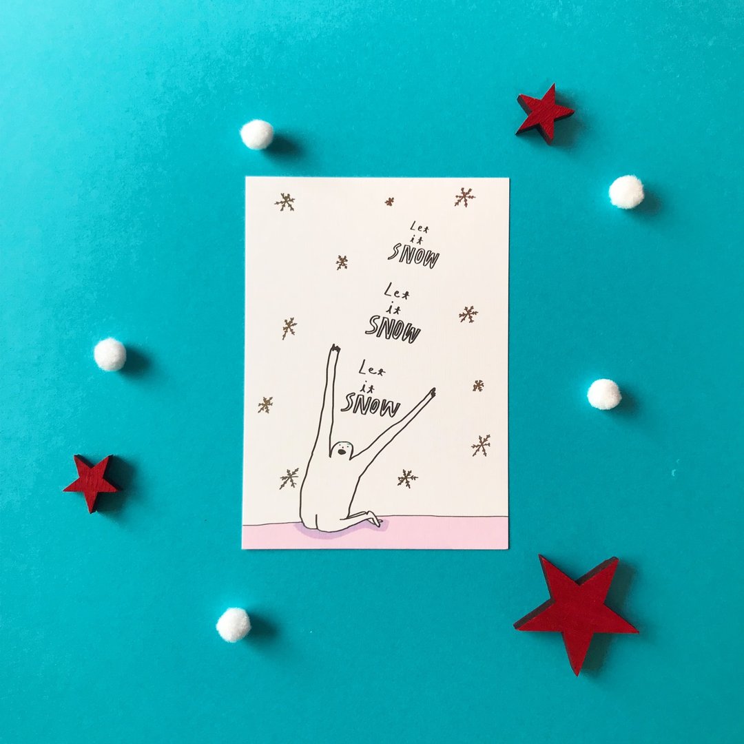 ☃ Let It Snow |圣诞明信片 - 卡片/明信片 - 纸 粉红色