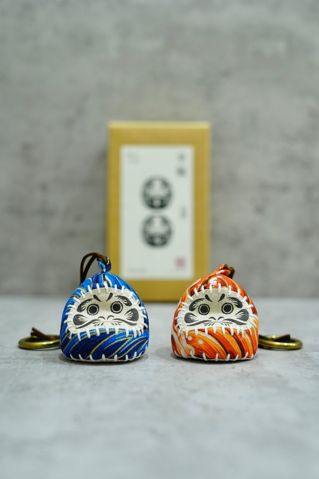 手工制蓝染达摩挂饰锁匙扣套装 - 钥匙链/钥匙包 - 棉．麻 蓝色