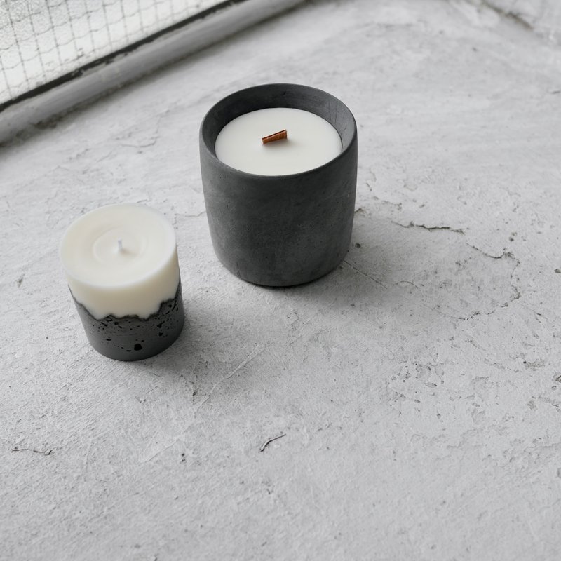 水泥蜡烛 - 深灰 ( 黑胡椒 , 罗勒) - 蜡烛/烛台 - 水泥 灰色