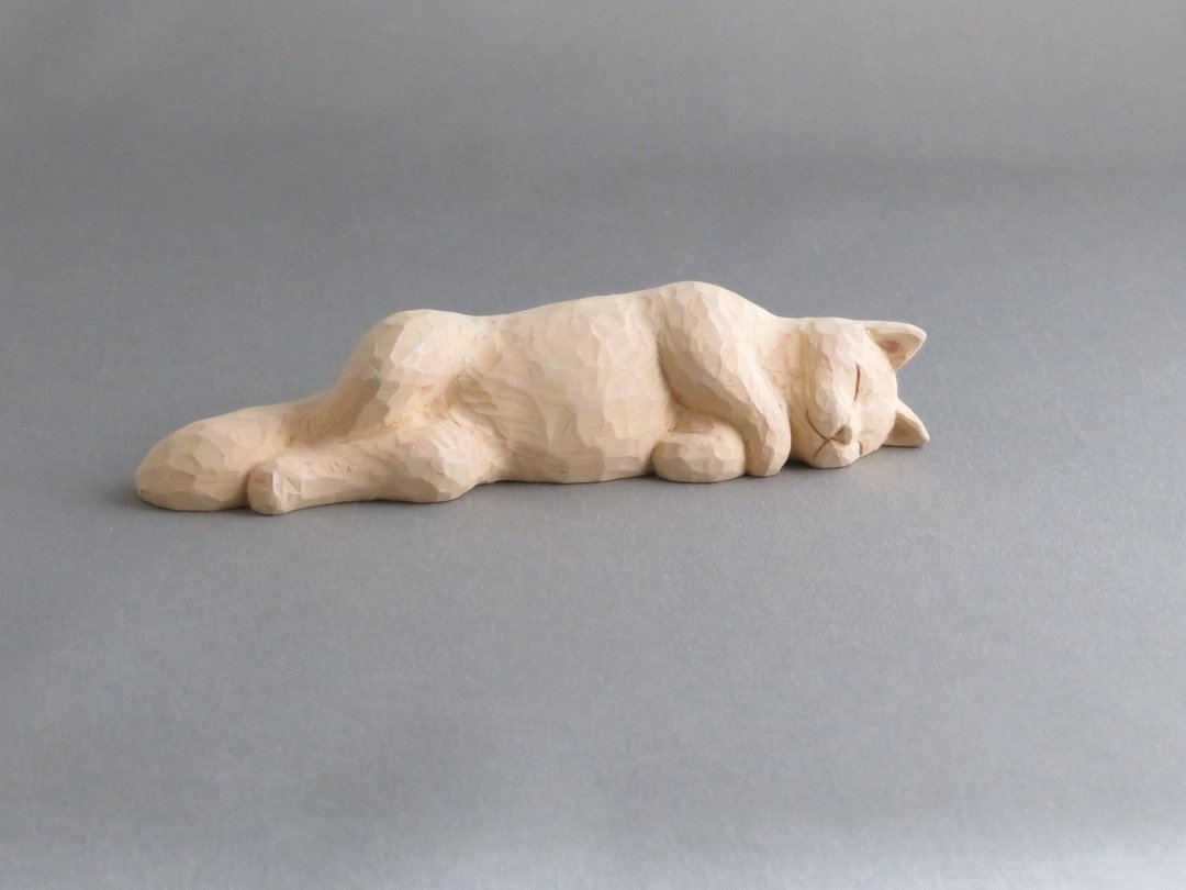 woodcarving cat. A nap Mary. - 玩偶/公仔 - 木头 白色