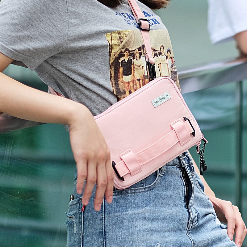 旅行包 证件包 防RFID功能 斜背包 - Passage 浅粉 - 侧背包/斜挎包 - 尼龙 粉红色