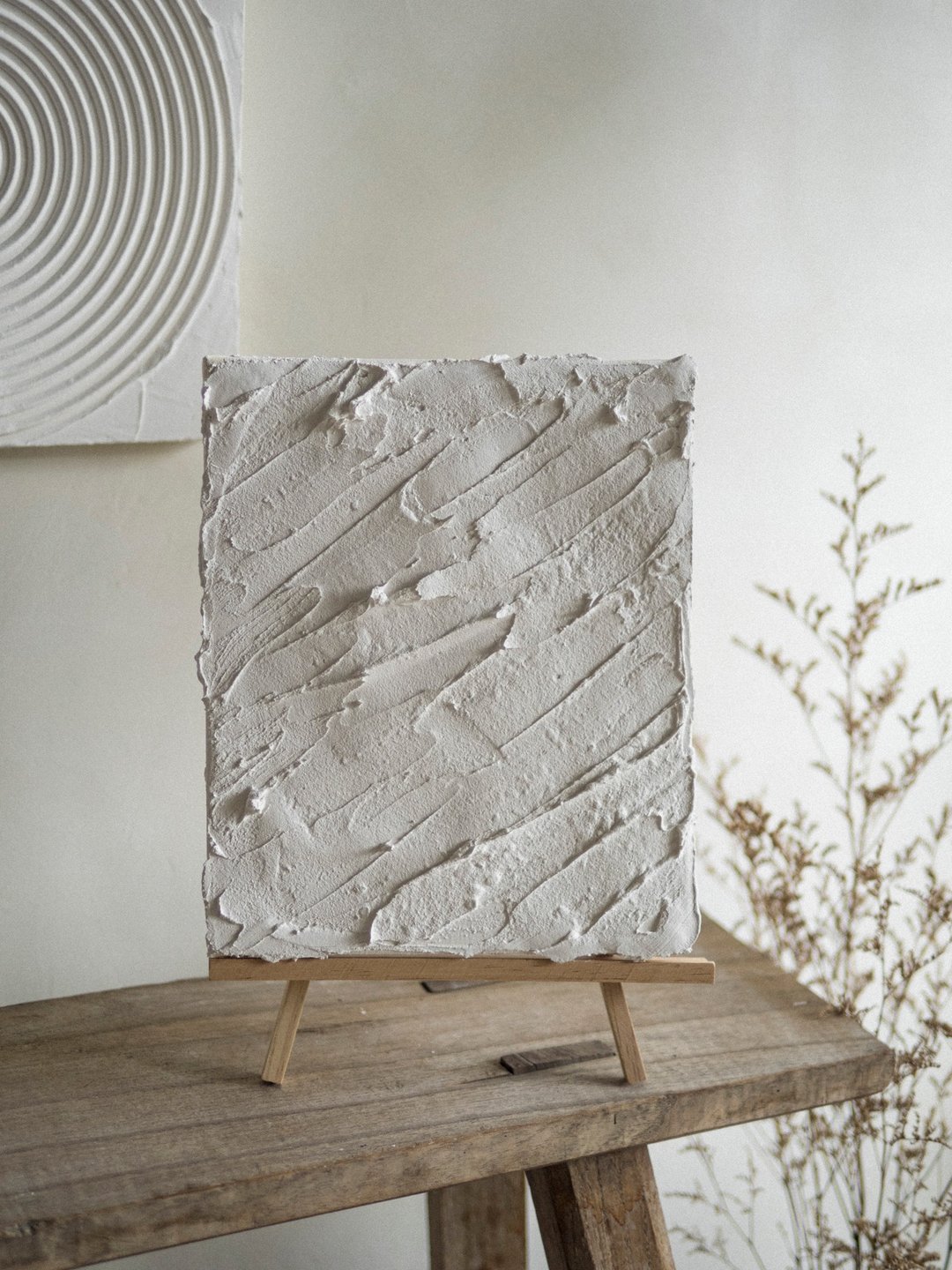 砂质石膏画【砂流】小 / 库存 / 纯手工 - 海报/装饰画/版画 - 水泥 白色