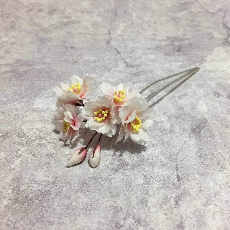 【若桑】【樱吹雪】手造樱花发簪。真丝烫花/silk flowers/发饰。 - 发饰 - 丝．绢 粉红色