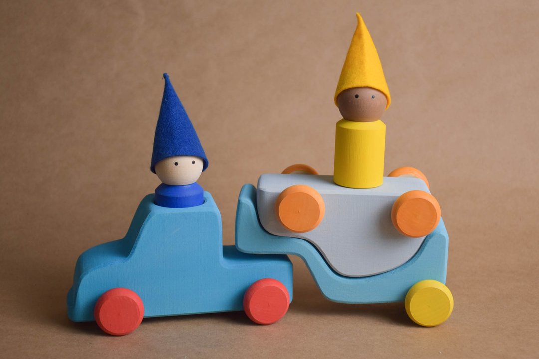 Toy Wooden Truck and Car Set - 玩具/玩偶 - 木头 蓝色