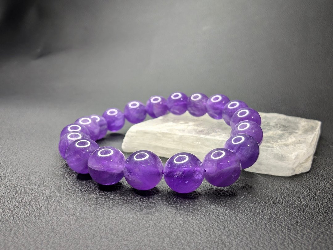 10mm 紫水晶 Amethyst  手串 手链 天然水晶 水晶手链 - 手链/手环 - 水晶 紫色