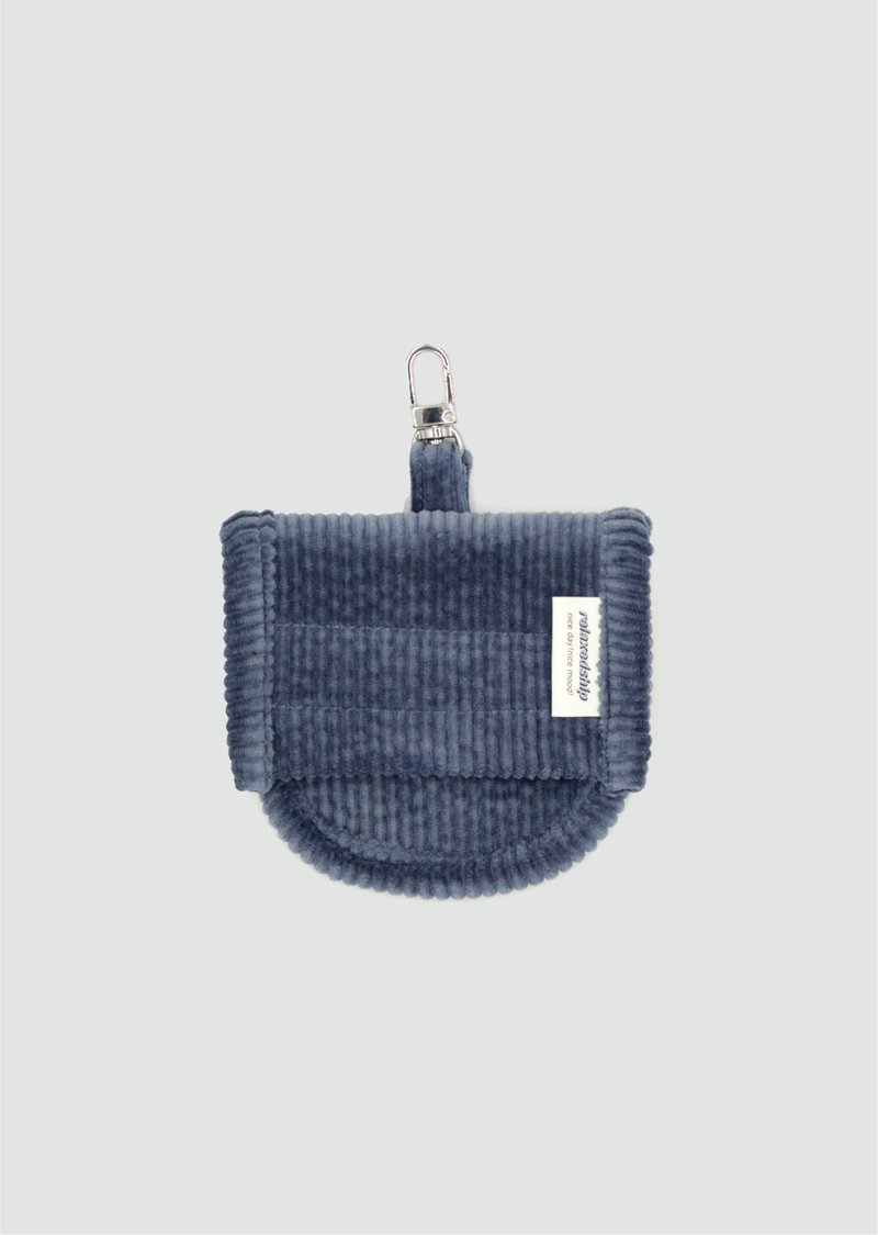 翻盖多用途小袋-雾蓝色 - 零钱包 - 棉．麻 蓝色