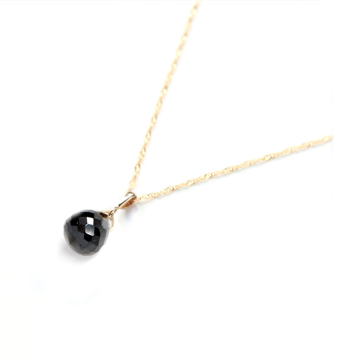 August Birthstone K10 Jet Black Spinel (Onion Cut) Necklace Charm ~BOURGEON~ (You can purchase a chain set) - 项链 - 宝石 黑色