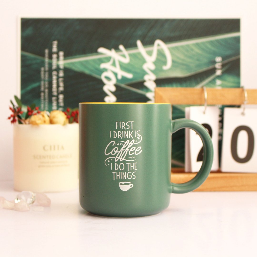 【Coffee lover】定制陶瓷马克杯哑光咖啡杯 大容量杯子 - 咖啡杯/马克杯 - 陶 多色