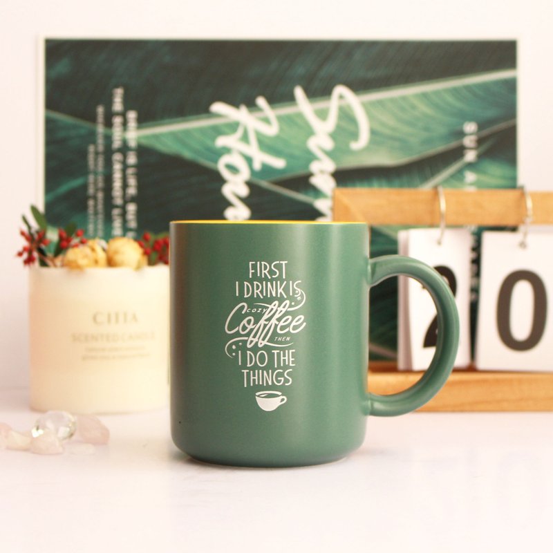 【Coffee lover】定制陶瓷马克杯哑光咖啡杯 大容量杯子 - 咖啡杯/马克杯 - 陶 多色