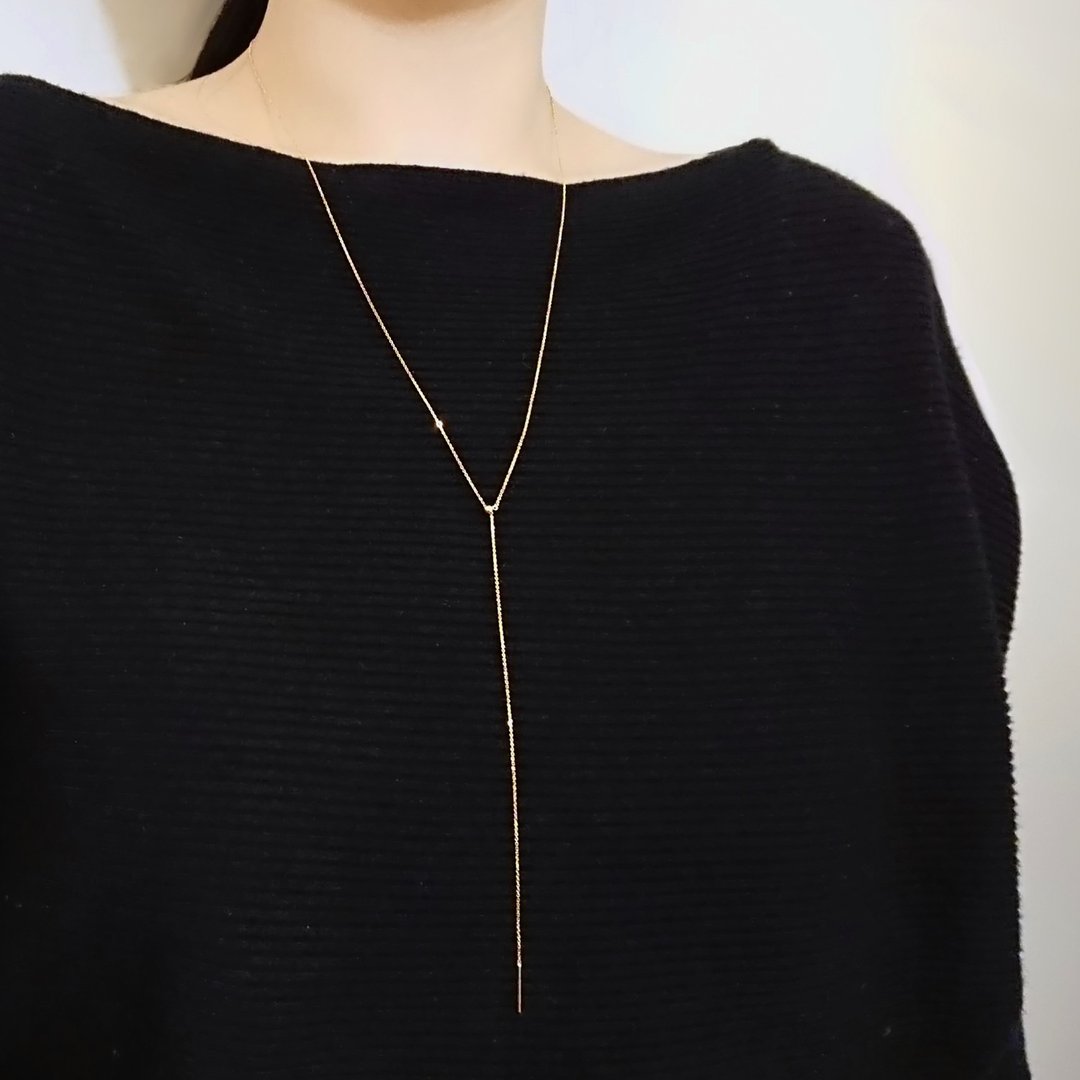 日本纯 18K 金可调整式 Y 字链 / 两用长链 (70 cm) - 长链 - 贵金属 金色