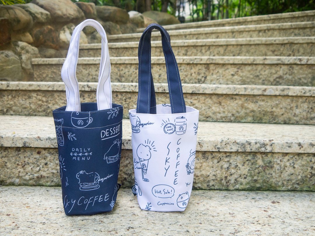 Treasure Bag 防水饮料提袋 水豚店长与鸭鸭们【SKYCOFFEE】 - 手提包/手提袋 - 防水材质 粉红色