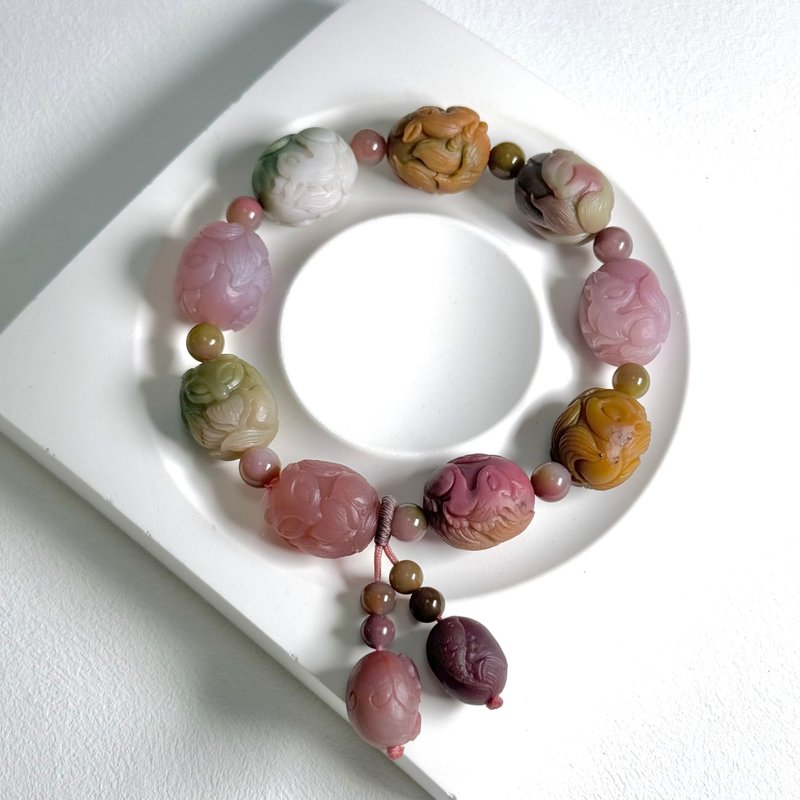 盐源玛瑙狐狐蛋手串(哑光) - 手链/手环 - 玉石 多色
