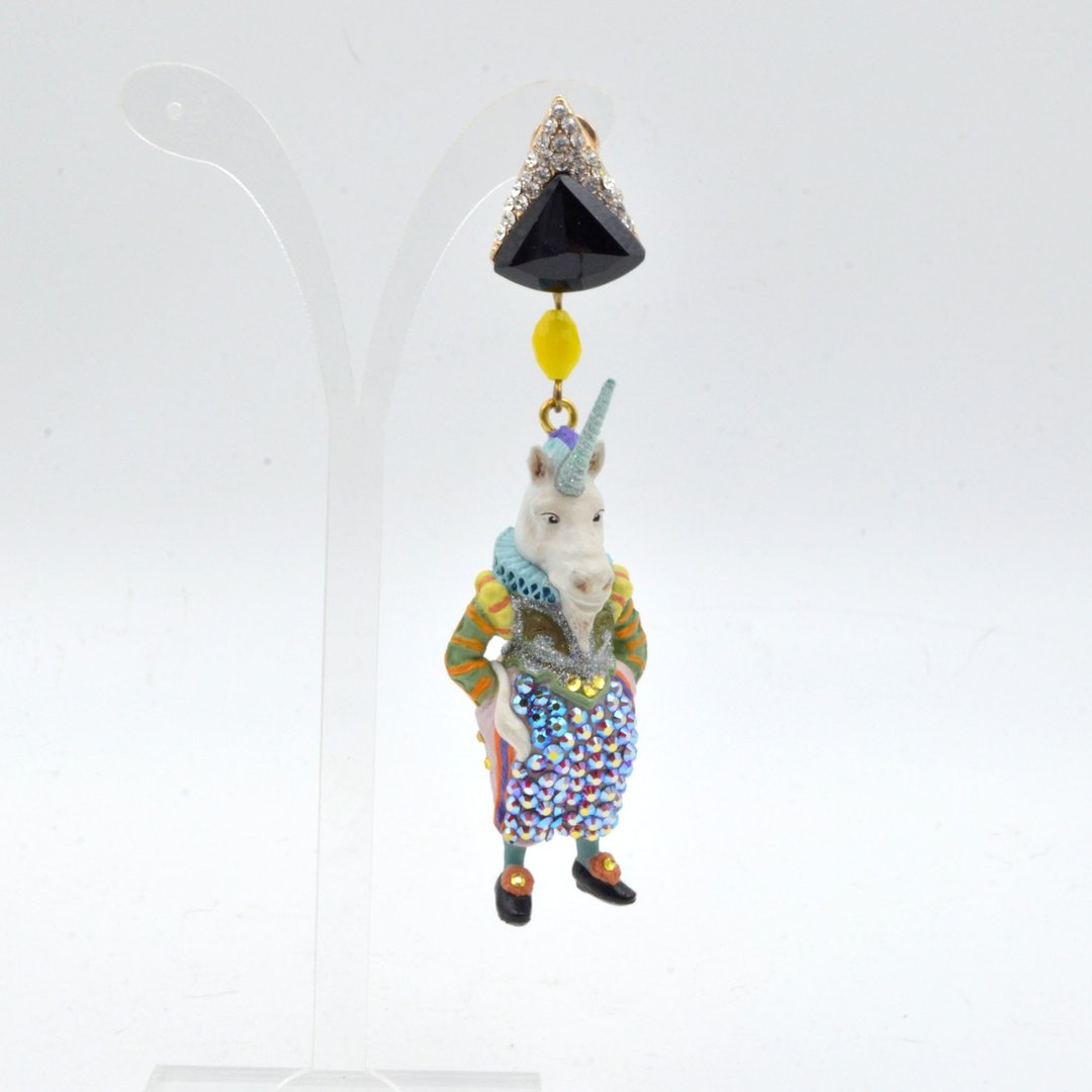 限量立体爱丽丝丸独角马先生耳环 缀施华洛水晶石Swarovski Alice - 耳环/耳夹 - 其他材质 多色