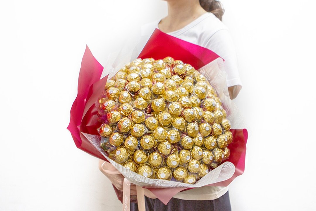 爱妳久久 99朵金莎花束 A005 告白 求婚 情人节 结婚纪念日 - 巧克力 - 新鲜食材 红色