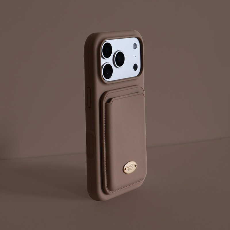 首尔限定(磁吸壳+卡夹)iPhone17.16.15小法国泰迪熊可可手机壳 - 手机壳/手机套 - 塑料 咖啡色