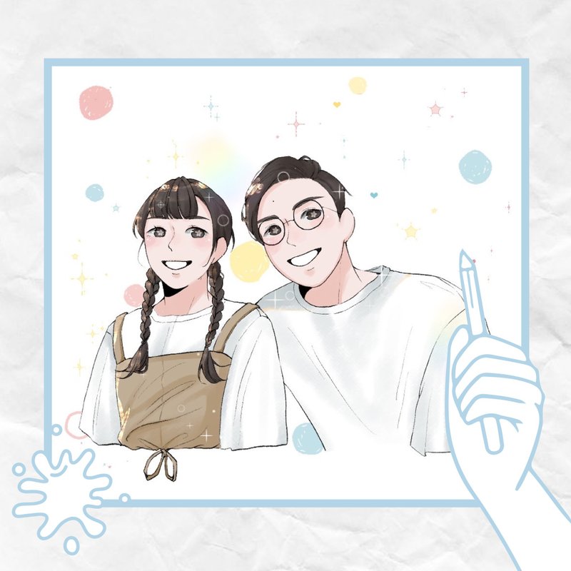 大福 【定制化似颜绘】 | 数位电子 相框 生日 礼物 庆祝 单人 双 - 订制画像 - 其他材质 