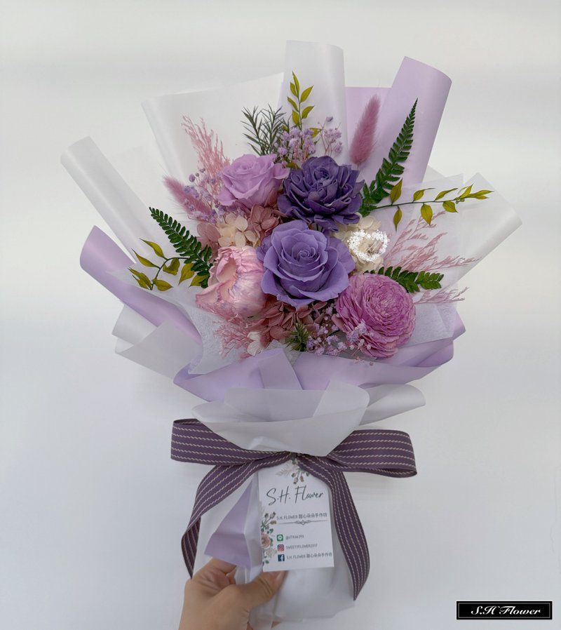 紫恋中型永生花束 情人节花束/韩式花束/告白花束/生日花束 - 干燥花/捧花 - 植物．花 