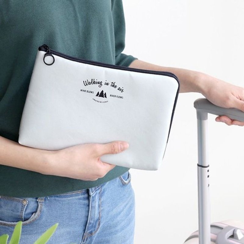 iconic 旅行配件-充电器3C收纳包L-清新灰,ICO88790 - 卷线器/电线收纳 - 棉．麻 灰色