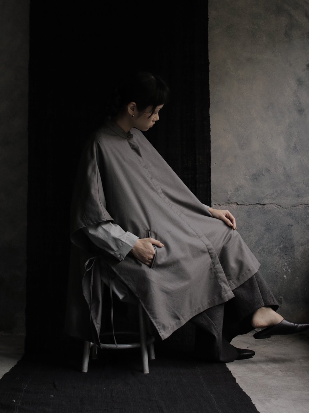 Omake Original / shiki pants - 女装上衣 - 棉 灰色