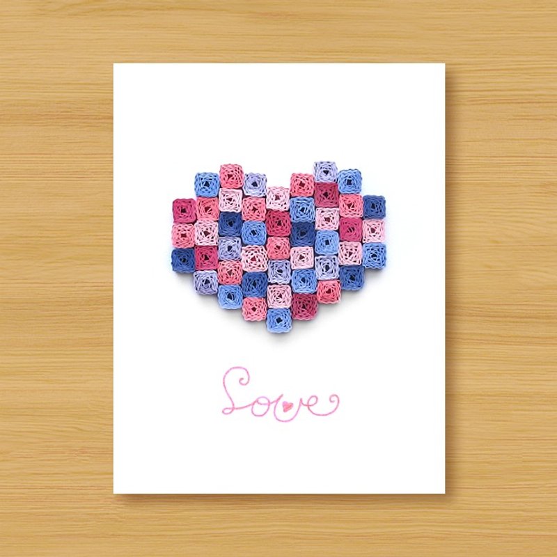 手工卷纸卡片 _ 浪漫马赛克爱心 ... 情人卡、母亲卡、婚礼贺卡 - 卡片/明信片 - 纸 紫色