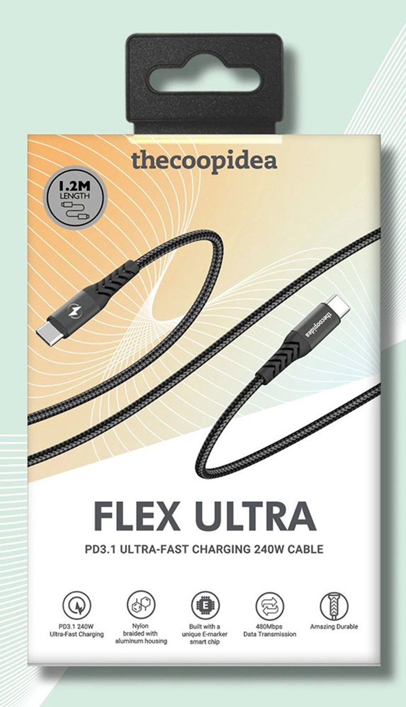 FlexUltra USB Type-C数据线 高速传输240W手机快充电线120厘米 - 充电宝/传输线 - 其他材质 黑色