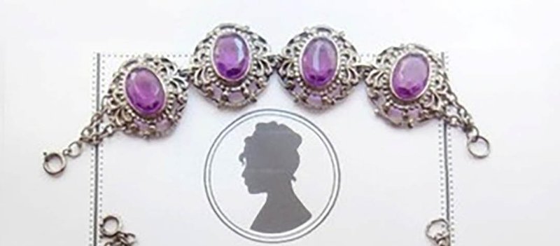 1980 年代紫色银色夏洛特皇后全新手链153 - 手链/手环 - 贵金属 紫色