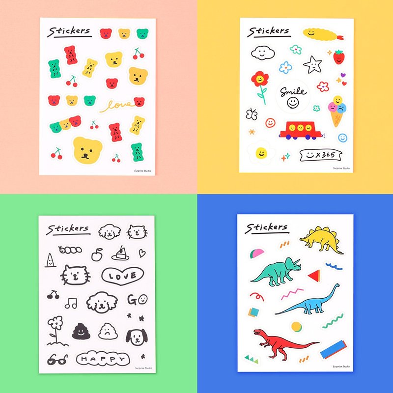 可爱系防水贴纸  4 套 组合款 - 贴纸 - 纸 多色