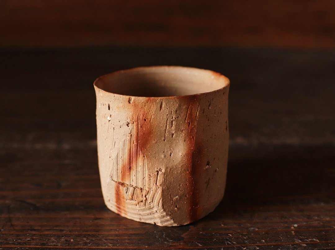 Bizen ware shochu drink s7-034 - 咖啡杯/马克杯 - 陶 咖啡色